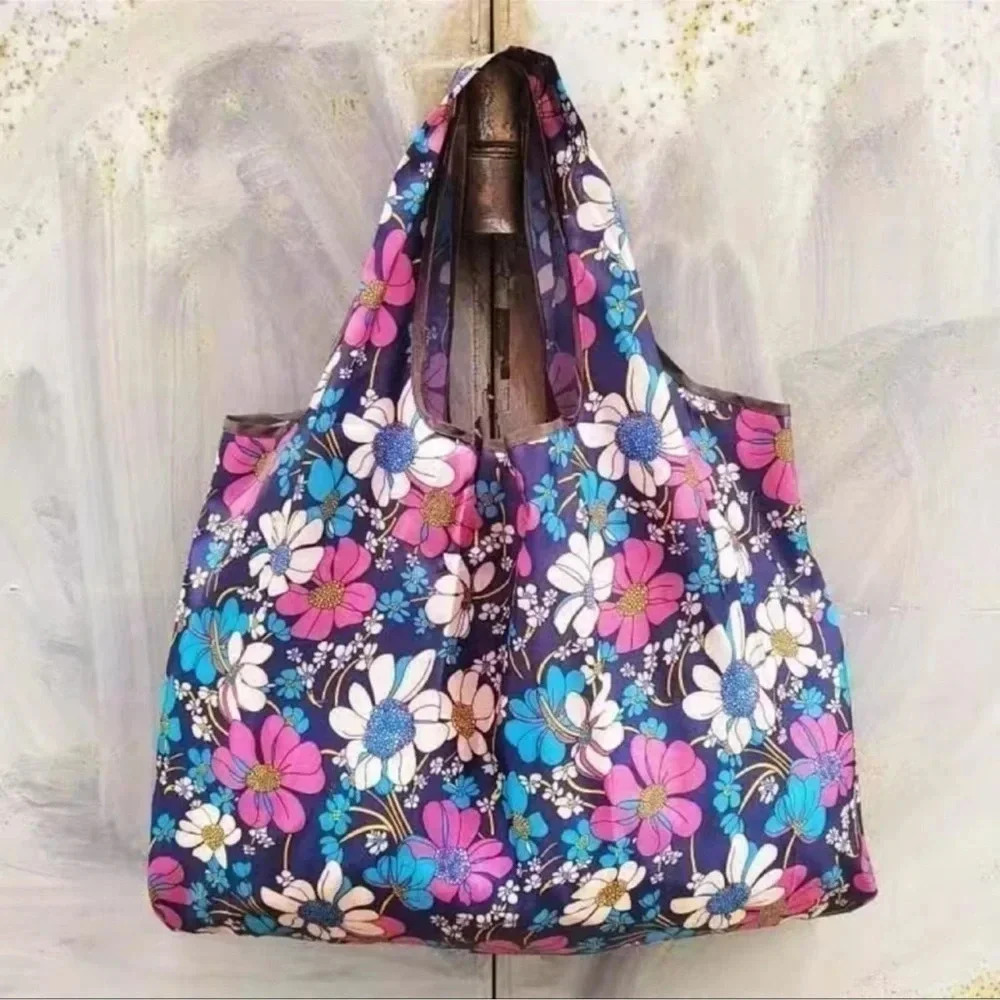 1 LEFT! Flower Print Reusable Market Bag